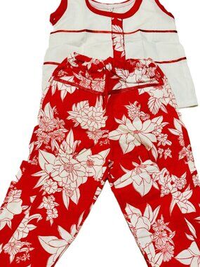 Red and White Kid's Capri Set - Handmade